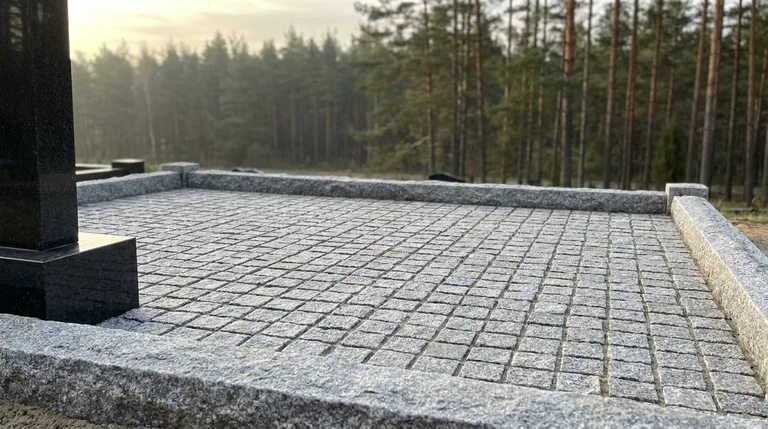Выполненное благоустройство: мощение участка гранитной плиткой, ПМ003 в Иркутске