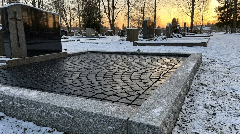 Гранитная брусчатка на могильном участке, образец ПМ005 в Иркутске