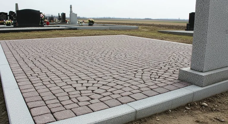 Розовая гранитная брусчатка веером, образец ПМ025 в Иркутске