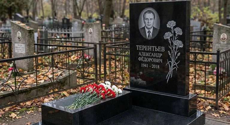 Памятник с гравировкой гвоздик — выполненная работа «Терентьев» в Иркутске