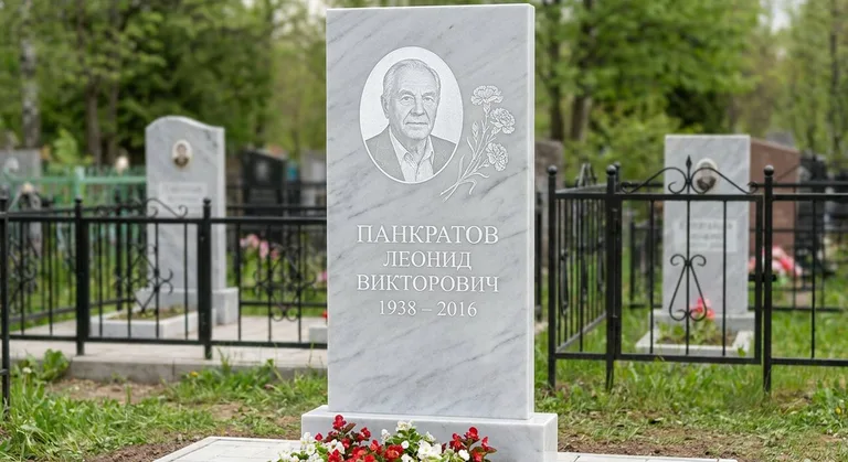 Памятник с гравировкой гвоздик — выполненная работа «Панкратов» в Иркутске