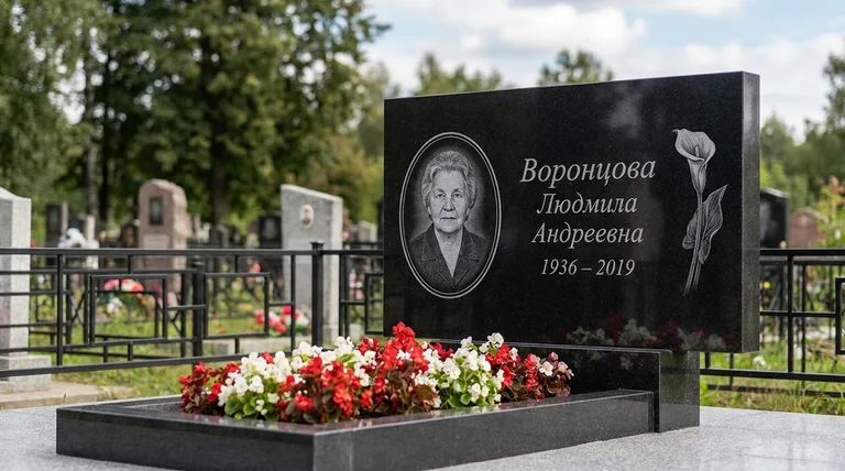 Памятник с гравировкой калл — выполненная работа «Воронцова» в Иркутске