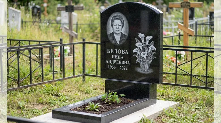 Памятник с гравировкой калл — выполненная работа «Белова» в Иркутске