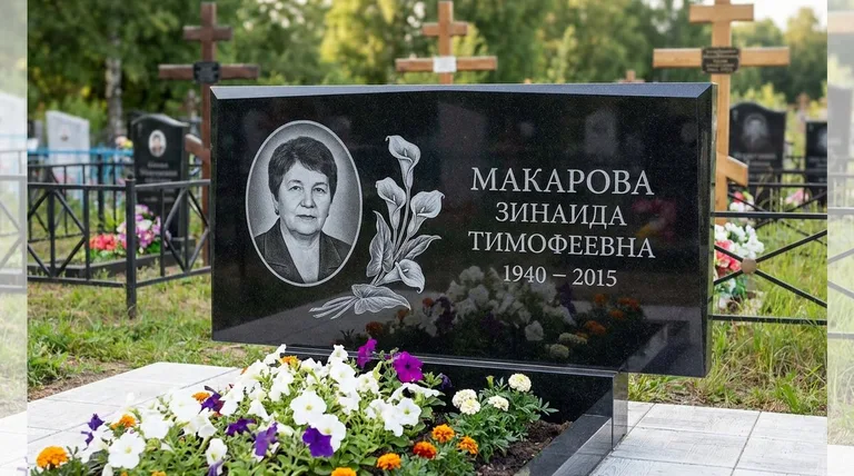 Памятник с гравировкой калл — выполненная работа «Макарова» в Иркутске