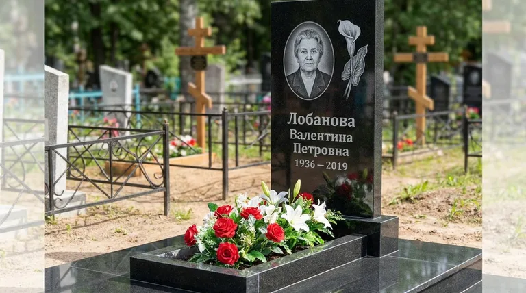 Памятник с гравировкой калл — выполненная работа «Лобанова» в Иркутске