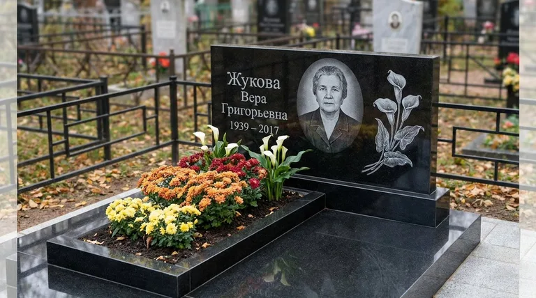 Памятник с гравировкой калл — выполненная работа «Жукова» в Иркутске
