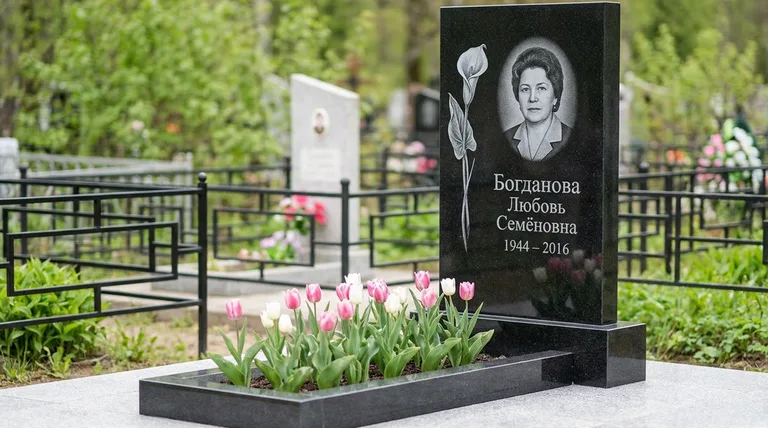 Памятник с гравировкой калл — выполненная работа «Богданова» в Иркутске