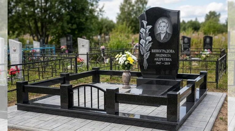 Памятник с гравировкой калл — выполненная работа «Виноградова» в Иркутске