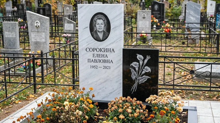 Памятник с гравировкой калл — выполненная работа «Сорокина» в Иркутске