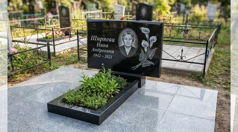 Памятник с гравировкой калл — выполненная работа «Ширяева» в Иркутске