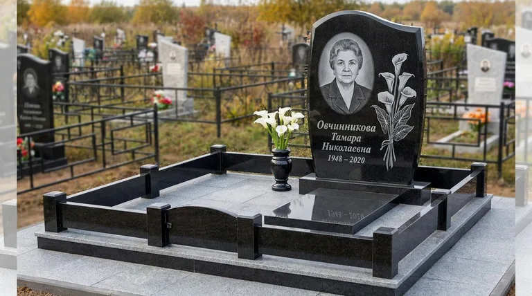 Памятник с гравировкой калл — выполненная работа «Овчинникова» в Иркутске
