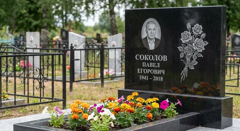 Гравировка роз на памятник в Иркутске — пример работы на граните