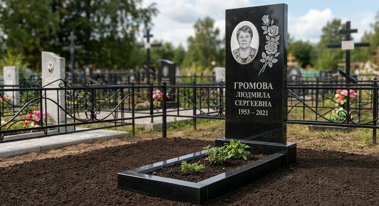 Памятник с гравировкой роз — выполненная работа «Громова» в Иркутске