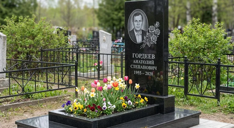 Памятник с гравировкой роз — выполненная работа «Гордеев» в Иркутске
