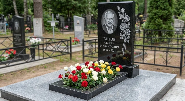 Гравировка цветов на памятник в Иркутске — розы на граните