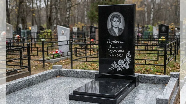Памятник с гравировкой роз — выполненная работа «Гордеева» в Иркутске