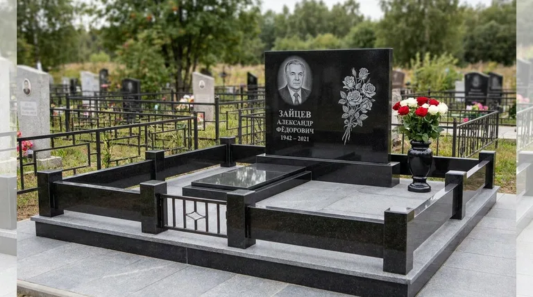 Памятник с гравировкой роз — выполненная работа «Зайцев» в Иркутске