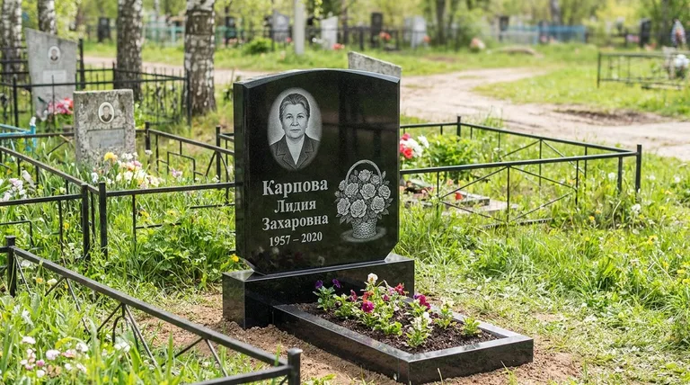 Памятник с гравировкой роз — выполненная работа «Карпова» в Иркутске
