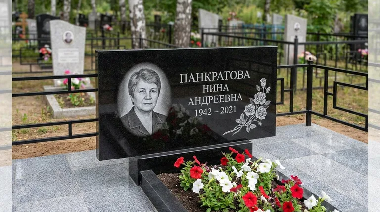 Памятник с гравировкой роз — выполненная работа «Панкратова» в Иркутске