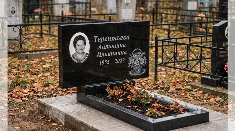 Памятник с гравировкой роз — выполненная работа «Терентьева» в Иркутске