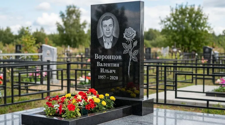 Памятник с гравировкой роз — выполненная работа «Воронцов» в Иркутске