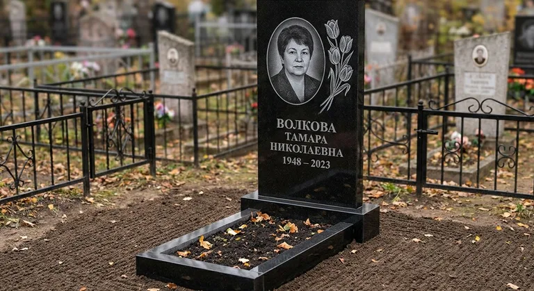 Памятник с гравировкой тюльпанов — выполненная работа «Волкова» в Иркутске