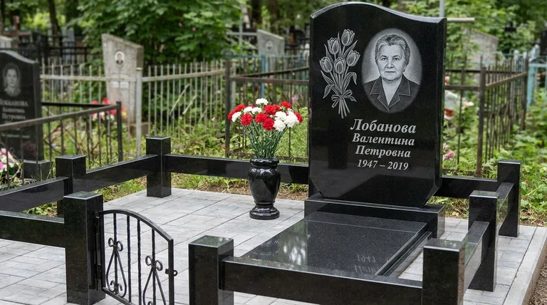 Памятник с гравировкой тюльпанов — выполненная работа «Лобанова» в Иркутске