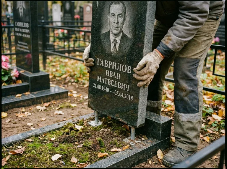Демонтаж гранитного памятника (стелы) с могилы в Иркутске
