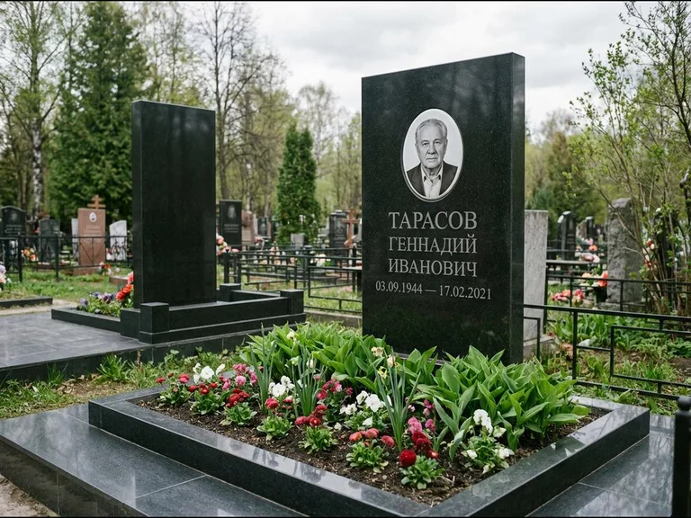 Керамический портрет на габбро-диабазе в Иркутске