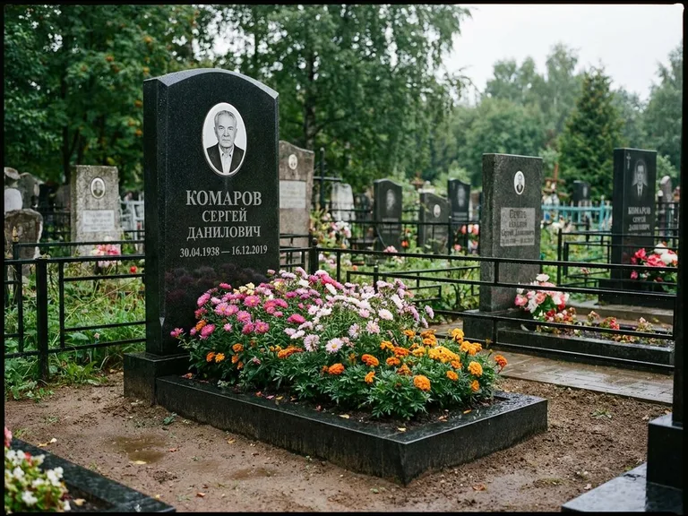 Портрет на керамике — семейный памятник в Иркутске