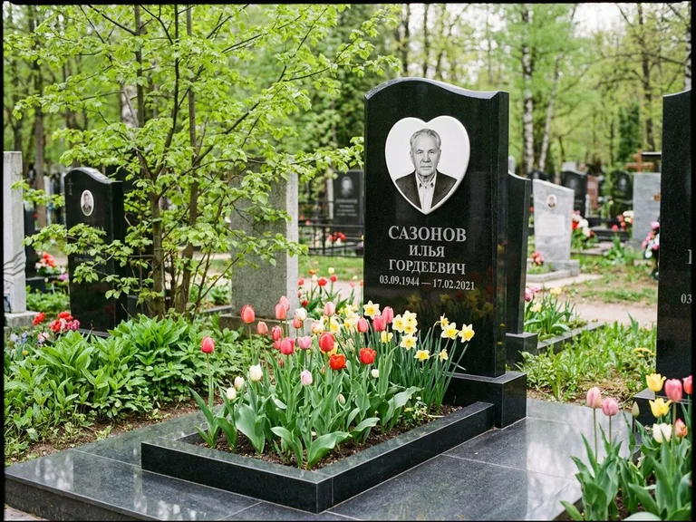 Цветной керамический портрет на памятнике в Иркутске