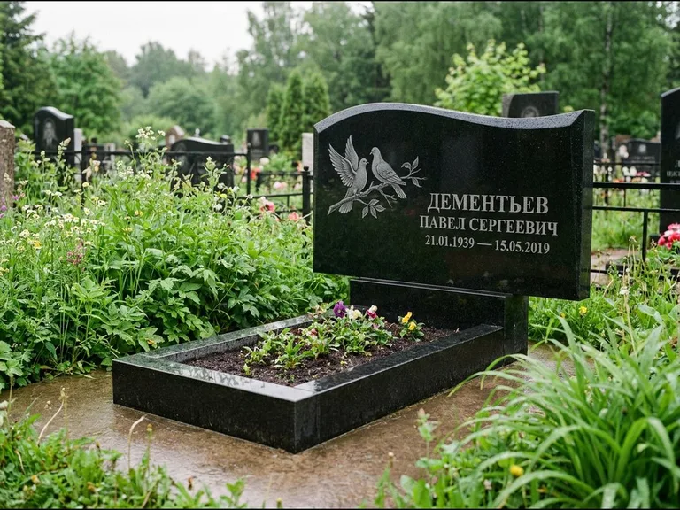 Памятник с гравировкой голубей — гравировка голубей, работа «Дементьев» в Иркутске