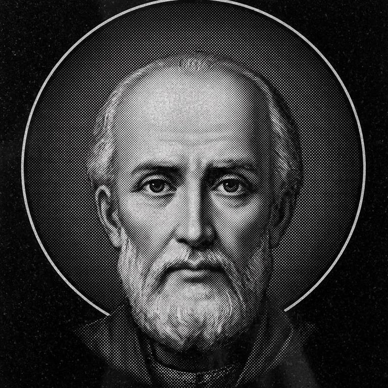 Эскиз иконы: Николай Чудотворец (полутон) — объёмный лик святителя, гравировка на памятник в Иркутске