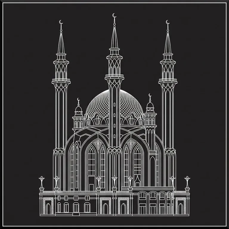 Эскиз: Кул-Шариф — казанская мечеть с детализацией в Иркутске