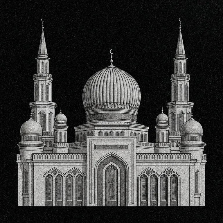 Эскиз: Соборная (фотореализм) — ребристый купол и минареты в Иркутске