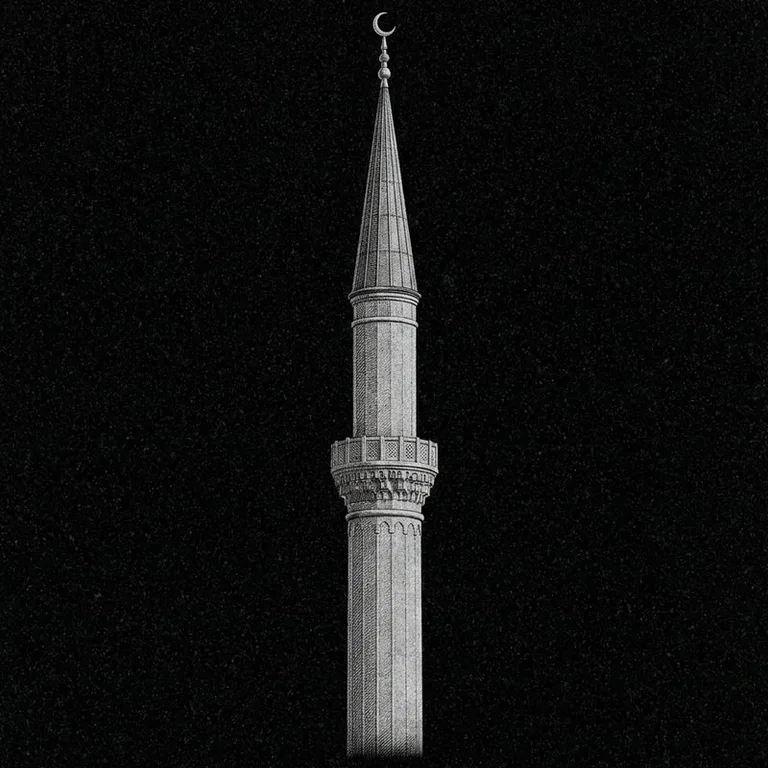Эскиз: Минарет (фотореализм) — одиночный минарет с полумесяцем в Иркутске