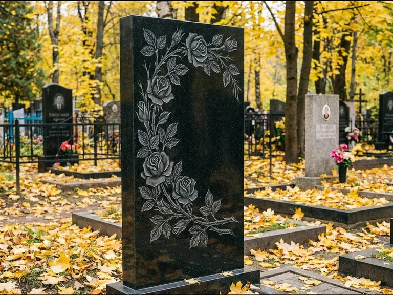 Цветы и орнамент — гравировка с выездом на кладбище в Иркутске