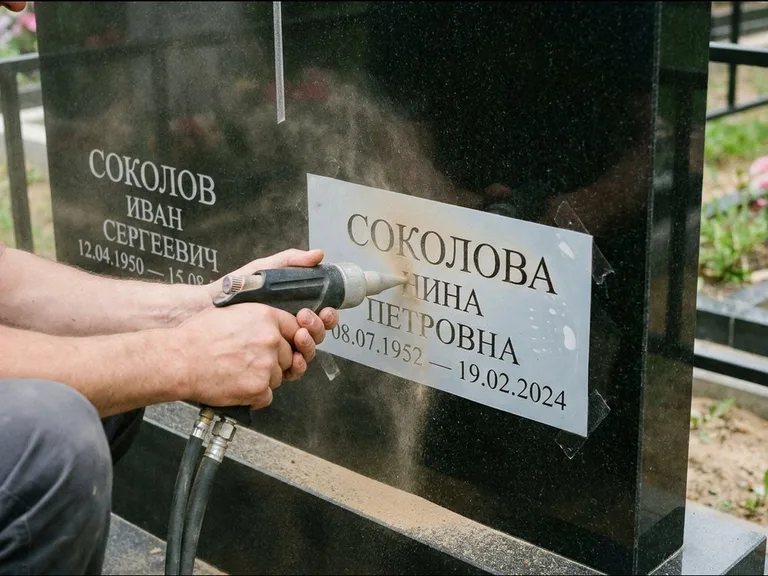 Догравировка ФИО и дат — гравировка с выездом на кладбище в Иркутске