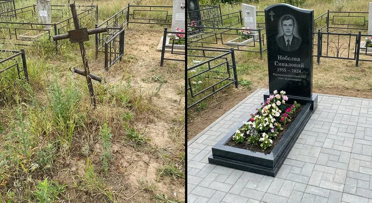 Памятник под ключ: запущенная могила до и ухоженный мемориал после в Иркутске