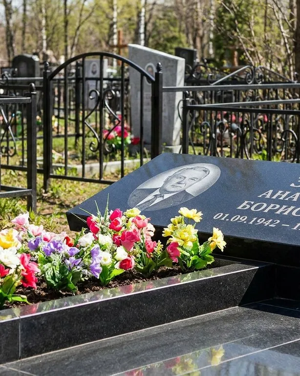 Премиум памятник под ключ с мощением и оградой в Иркутске