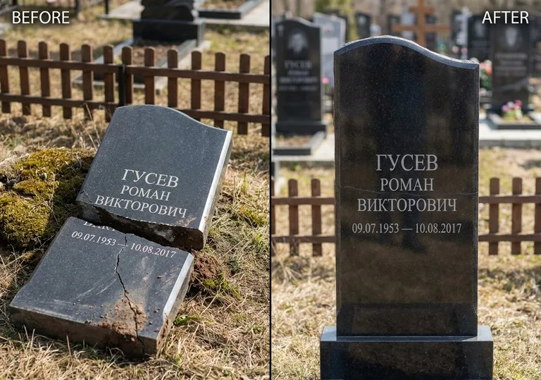 Склейка расколотого памятника: до и после в Иркутске