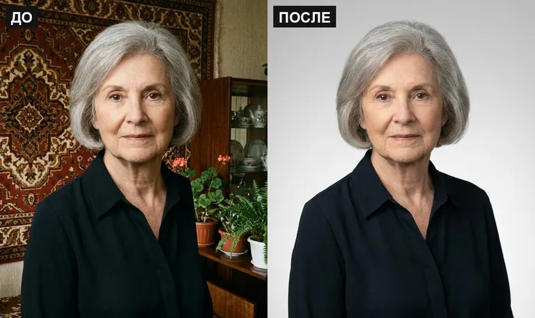 Ретушь фото на памятник — замена фона: до и после в Иркутске