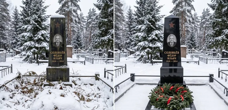 Уборка старого памятника до и после в Иркутске