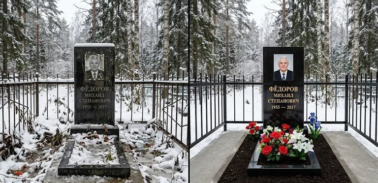 Диптих №20: тротуарная плитка вокруг памятника отмыта аппаратом высокого давления в Иркутске