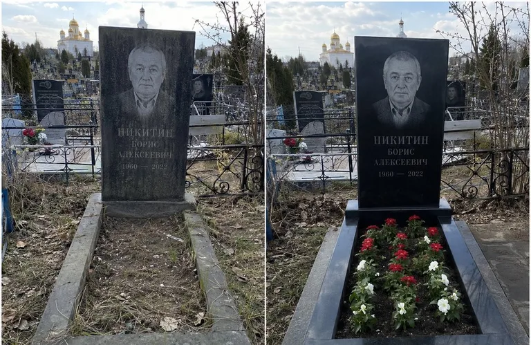 Диптих №3: покраска оградки и прополка цветника с тюльпанами — до и после в Иркутске