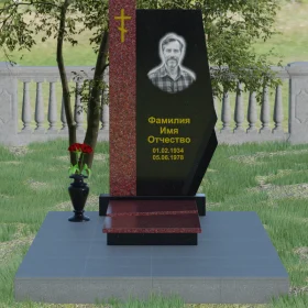 Вертикальный гранитный православный памятник с крестом - П008