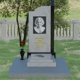 Светский вертикальный гранитный памятник с мемориалом - П009