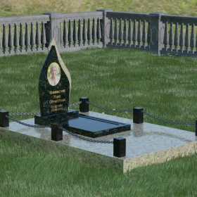 Вертикальный светский комбинированный памятник с мемориалом - П017