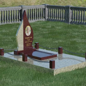 Светский вертикальный комбинированный памятник с мемориалом - П018