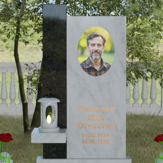 Мемориальная композиция с консольной полкой, мрамор Тассос